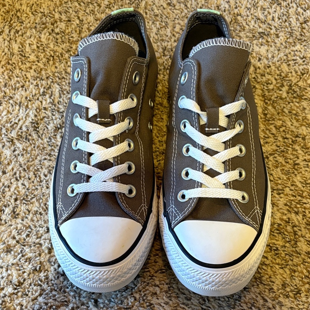 Converse Gray Two-Tongue Sneakers with Blue and Green Accents